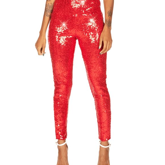 Tipsy Elves Red Sequin High Waisted Leggings Size XLXL - Picture 1 of 3